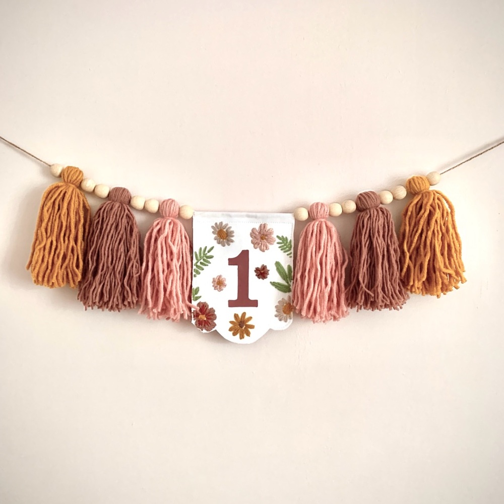 Hand embroidered highchair banner